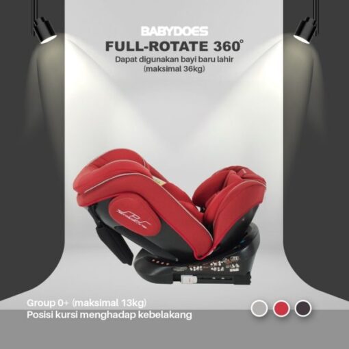 Babydoes Full Rotate 360 Isofix Carseat – Red - Gambar 2