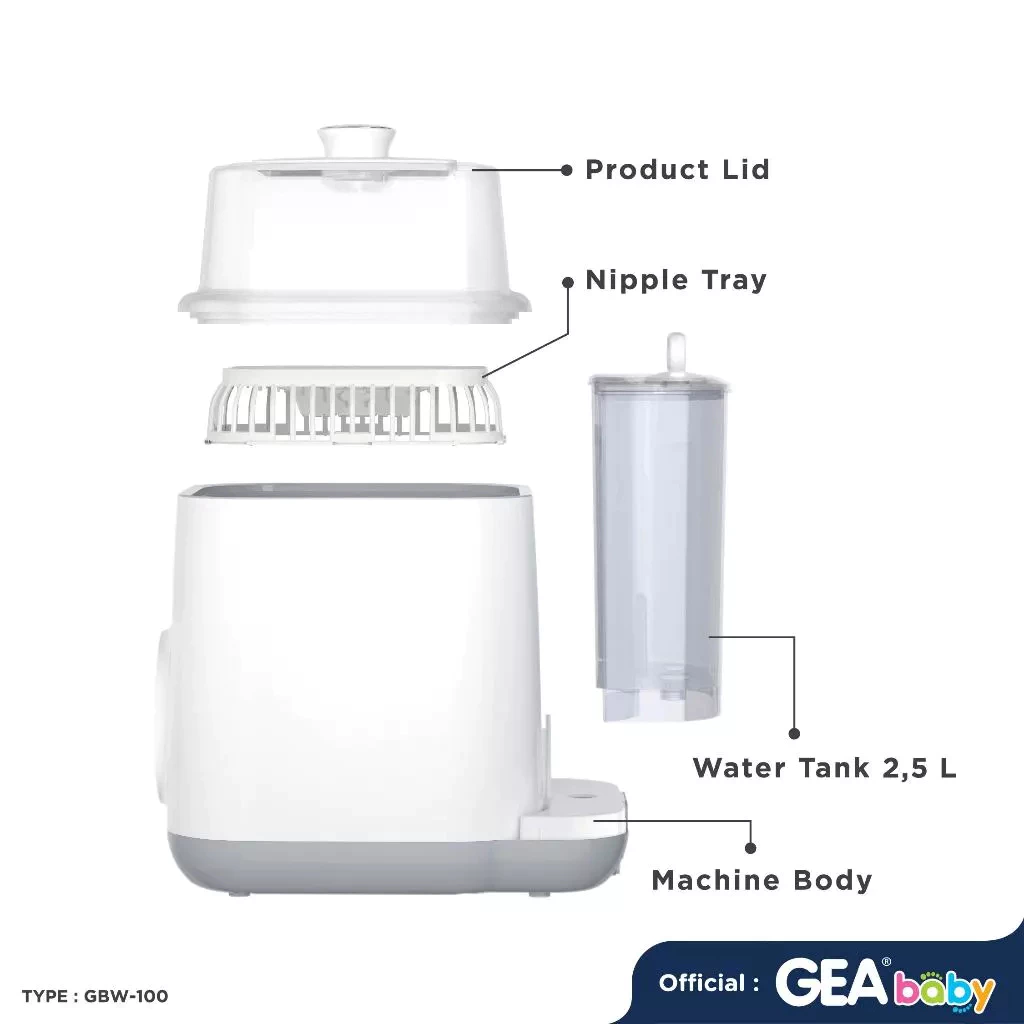 Gea Baby GBW-100 Deluxe Auto Bottle Washer & Sterilizer Dryer - Gambar 5