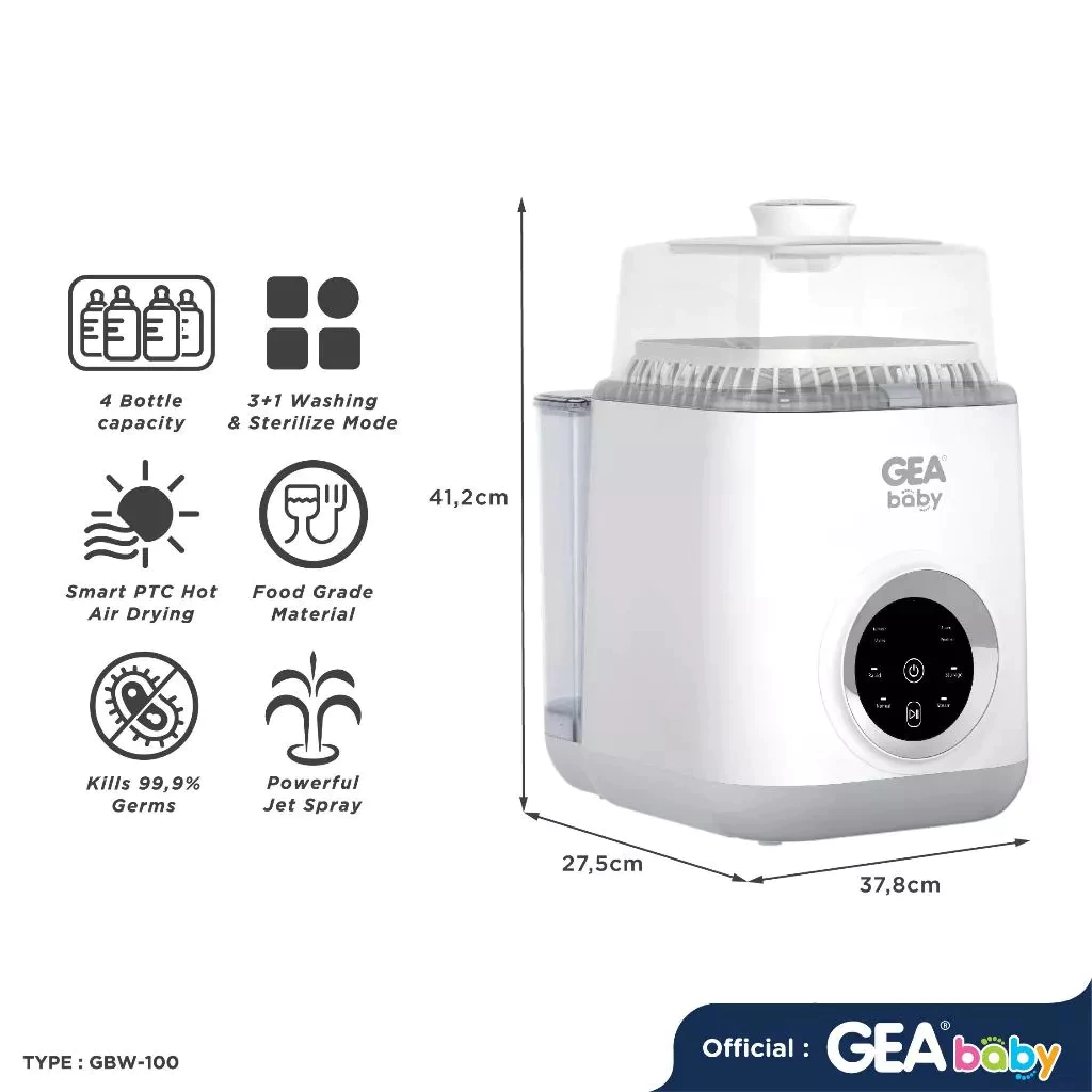 Gea Baby GBW-100 Deluxe Auto Bottle Washer & Sterilizer Dryer - Gambar 2